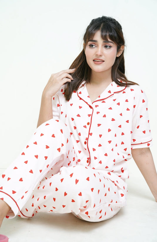 White Rib PJ Set - Raat Rang - Raat Rang