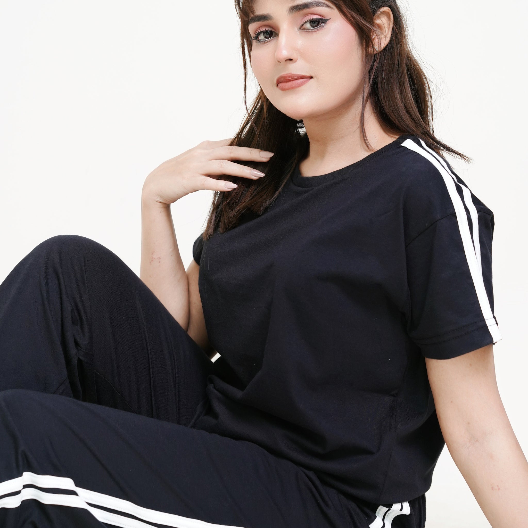 Black Rib PJ Set - Raat Rang