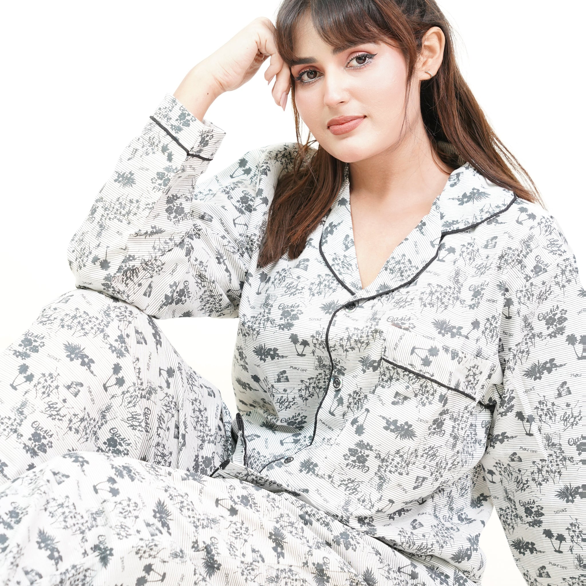 Floral Rib PJ Set - Raat Rang
