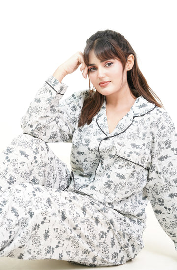 Floral Rib PJ Set - Raat Rang