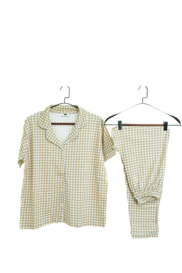 Caramel Checkered PJ Set - Raat Rang