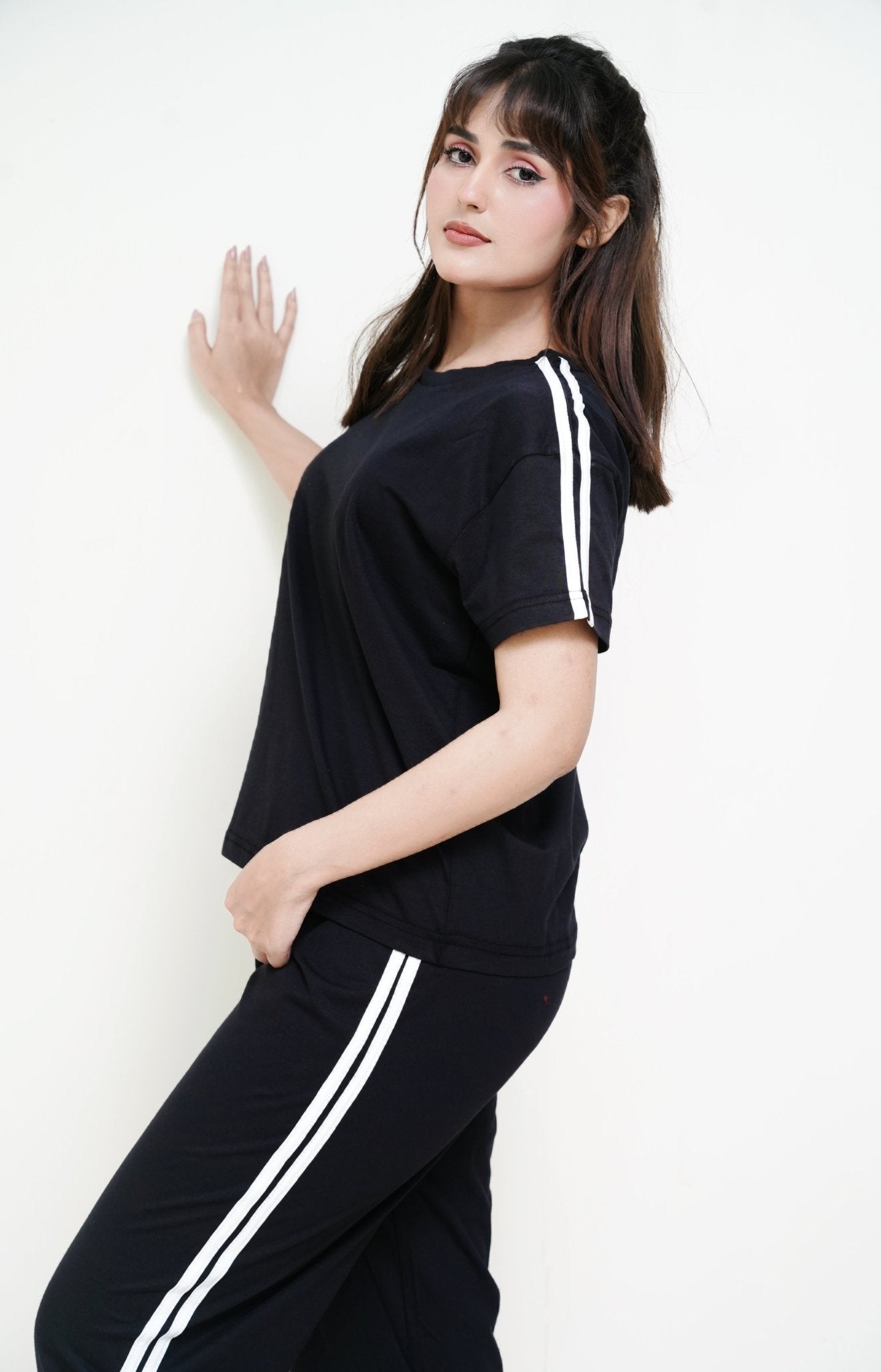 Black Rib PJ Set - Raat Rang - Raat Rang