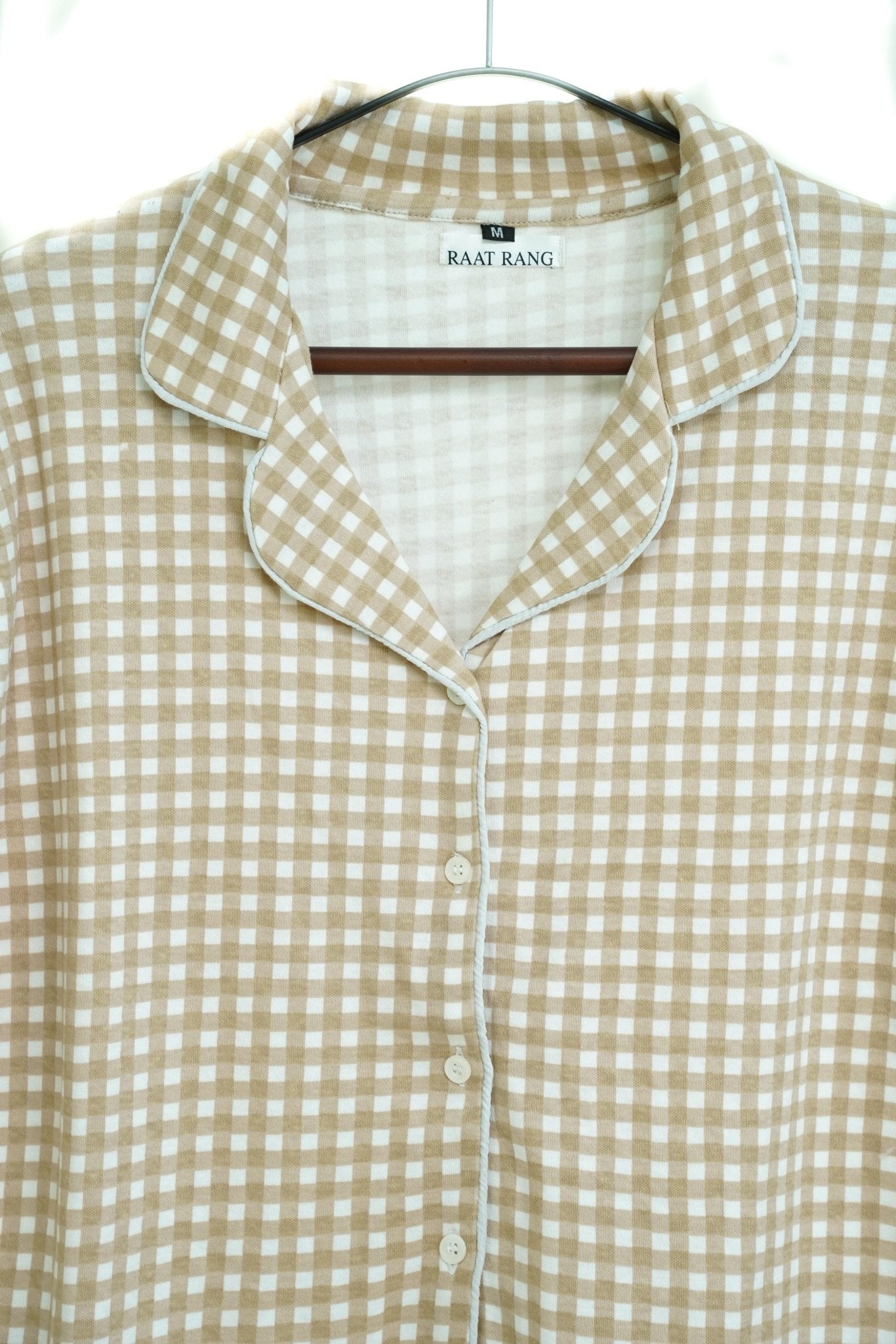 Caramel Checkered PJ Set - Raat Rang - Raat Rang