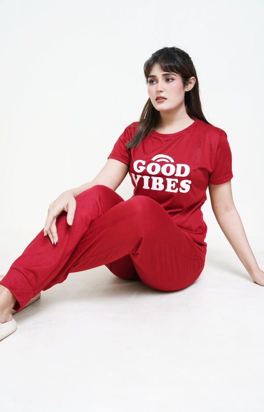 Red Rib PJ Set - Raat Rang - Raat Rang