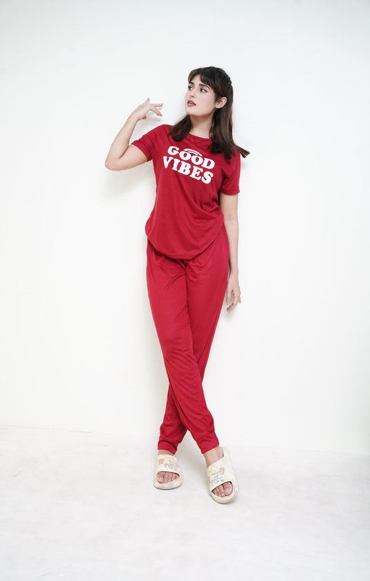 Red Rib PJ Set - Raat Rang - Raat Rang